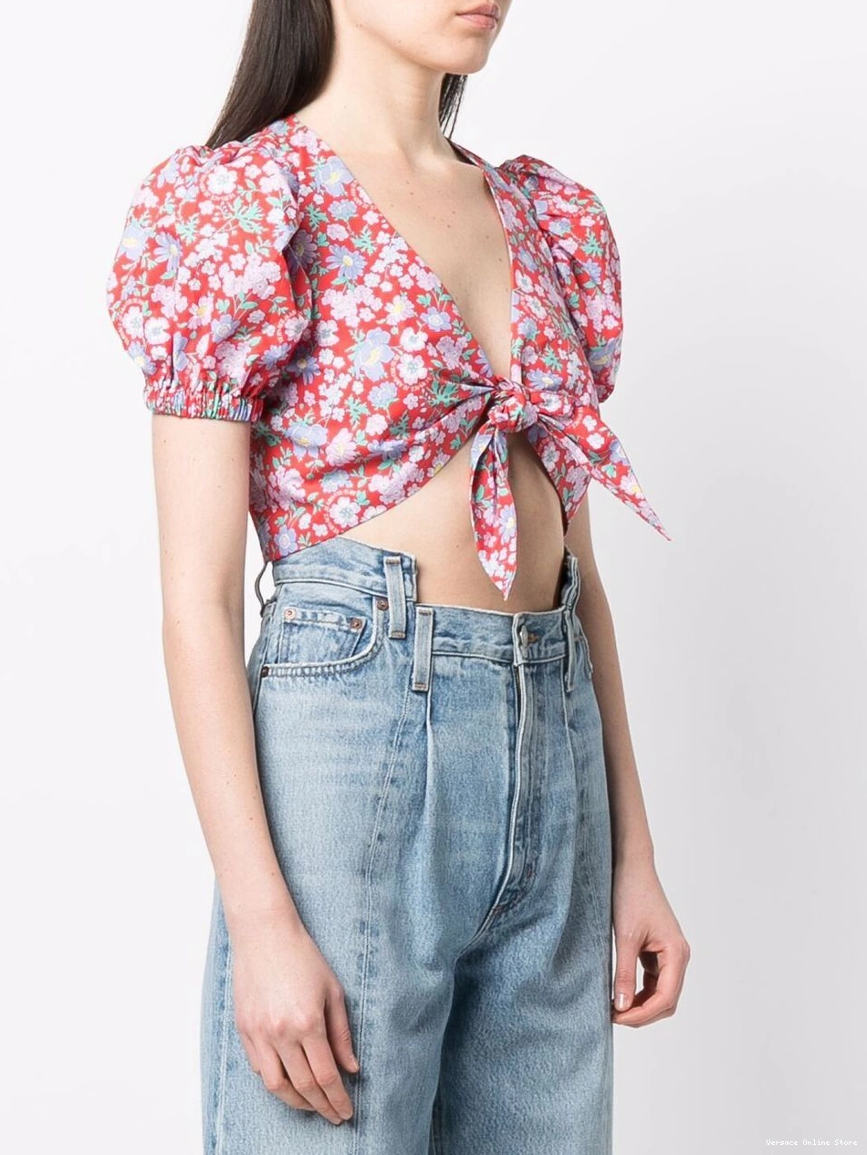 Cheap Jeans top floral-print Women Versace crop Couture 0813